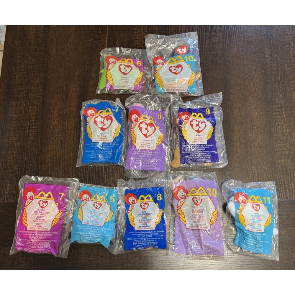 McDonalds Ty Beanie Babies Lot of 10 Vintage 1996-1999 New in Package